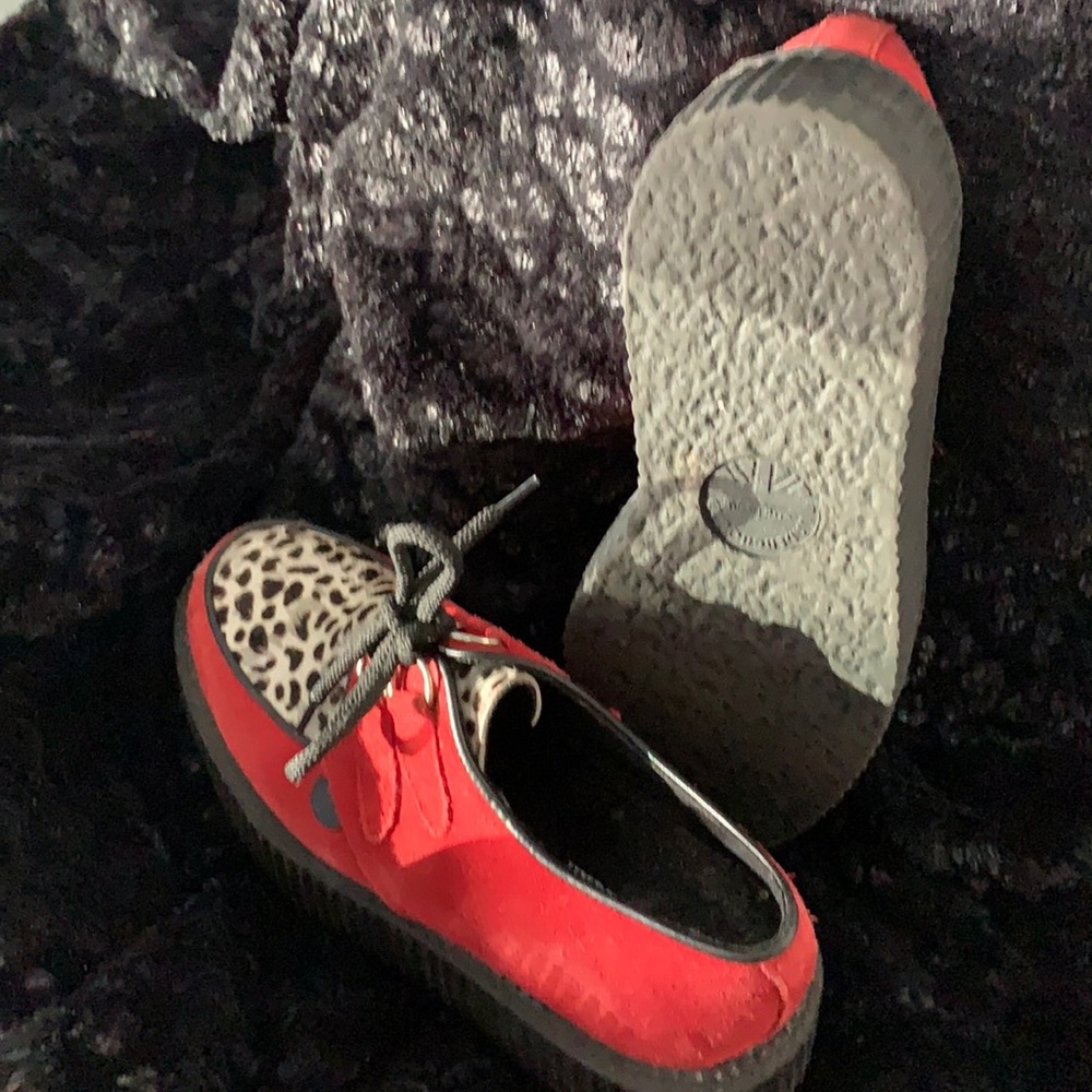 Leopard print suede underground creepers.